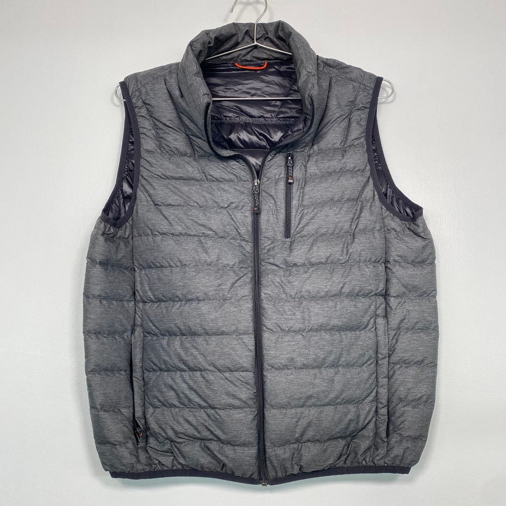 American Eagle Mens Puffer Vest Size L Gray Duck Down Quilted Full Zip‎ HDN7233
